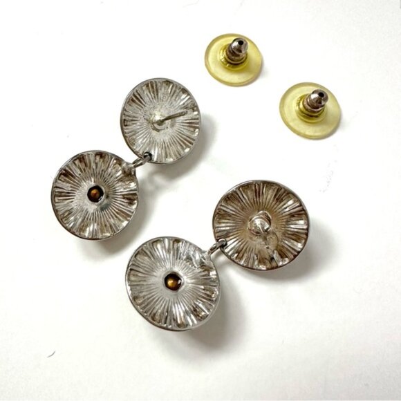 Vintage Blue Crystal Rivoli Drop Earrings - Picture 3 of 4